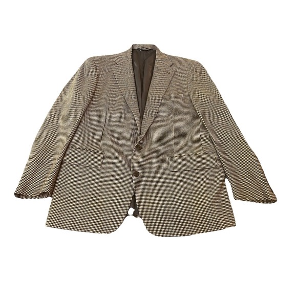 Polo Ralph Lauren Other - Vtg Polo Ralph Lauren Blazer Mens 44 Beige Black Houndstooth Sport Coat 80s